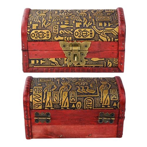 Flylin Vintage Treasure Chest Box, Wood Leather Jewelry Storage Box Case Holder with Combination Lock for Gifts, Vintage S...