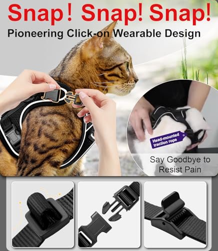 Cat Harness and Leash for Walking Escape Proof Soft Adjustable Cat Leash Breathable Comfortable Vest Easy to Wear Kitten H...