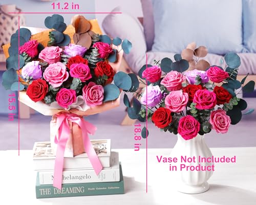 Lovenfold Flowers for Delivery Birthday Flowers Gift for Her,Preserved Flowers Bouquet 12 Roses Mixed Bouquet,Rose Gifts f...