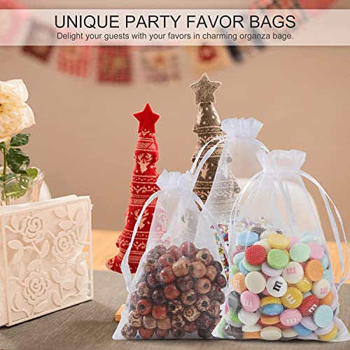 ANZNKU 50 Pack White Organza Bags 5 x 7 in, Small Mesh Gift Bags Bulk Drawstring for Wedding Favors, Gift Wrap Bag for Can...