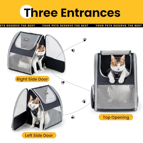 Conlun Cat Backpack Carrier for Small Dogs and Cats Fit Up to 15 Lbs,Small Dog Backpack, Foldable with 3-Side Mesh Window...