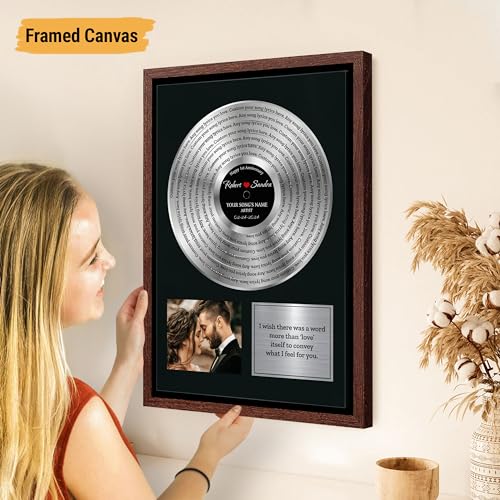 Personalized Platinum Vinyl Record Award Print for Wedding Song Gift, Decor Framed with Custom Engraving, Vinyl Record Cus...