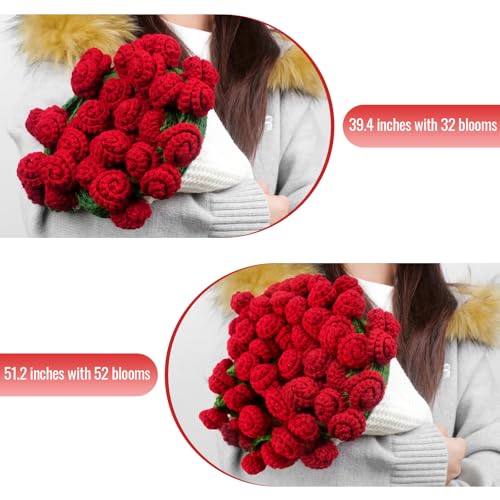 FNHMSL Crochet Bouquet Flower Throw Blanket, Handmade Knitted Bouquet Blanket with Orange Flower, Romantic Gifts for Girlf...