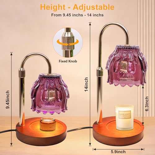Candle Warmer Lamp with Timer and Dimmer 4-Level Dimmable Flower Light Heat Lamp for Jar Candles Adjustable Height Modern ...