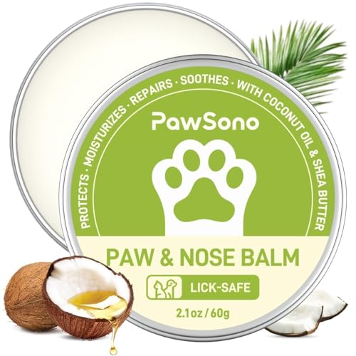 PawSono Lick-Safe Dog Paw & Nose Balm with Coconut Oil | All-Natural Moisturizer & Soother for Dry, Cracked Pads & Snout |...