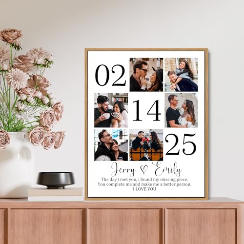 Custom Couple Canvas Personliazed Valentines Day Gifts for Him/Her Customized Anniversary Birthday Gifts for Boyfriend/Gir...