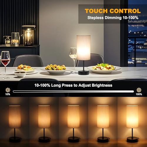 Unicozin Table Lamp for Bedroom, 3 Color Temperatures, 7 RGB Colors, Adjustable Brightness, Dual USB Charging Ports, Ambie...