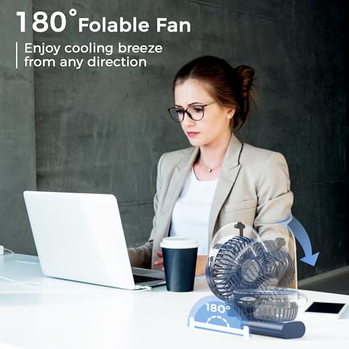 Portable Handheld Misting Fan, Nano-Mist Humidifier for Skincare & Makeup, 180° Foldable Desk Fan, Rechargeable Water Spra...