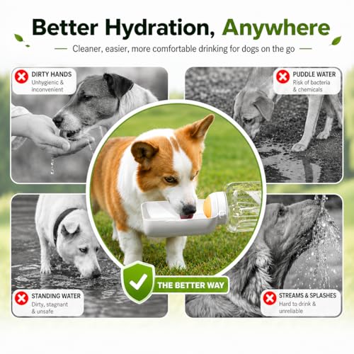 Dog Water Bottle with Food Container, 32oz Travel Dog Water Bottle (3 in 1), Leak Proof Portable Water for Dogs with Twist...
