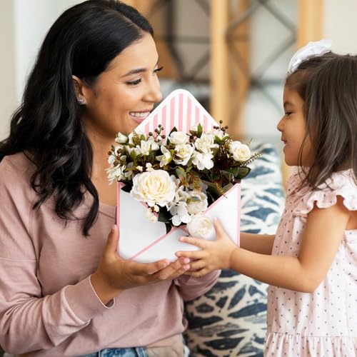FYSUIMU 6Pcs Mother's Day Floral Envelope Box Empty Flower Stripe Paper Box Florist Bouquet Packaging Box for Valentine's ...
