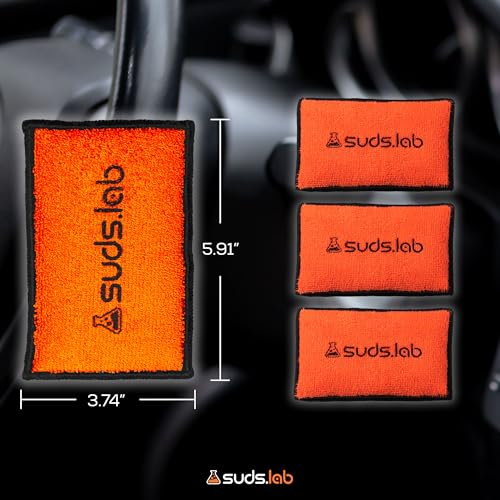 Suds Lab DS Microfiber Detailing Scrub Pad 3 Pack - Car Interior Cleaning & Detailing Microfiber Scrub Pads - Set of 3 - S...