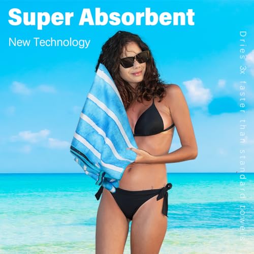 Thin Lightweight Microfiber Beach Towel Sand Free Quick Dry Absorbent Compact Towels for Swimming Pool Camping Beach Acces...