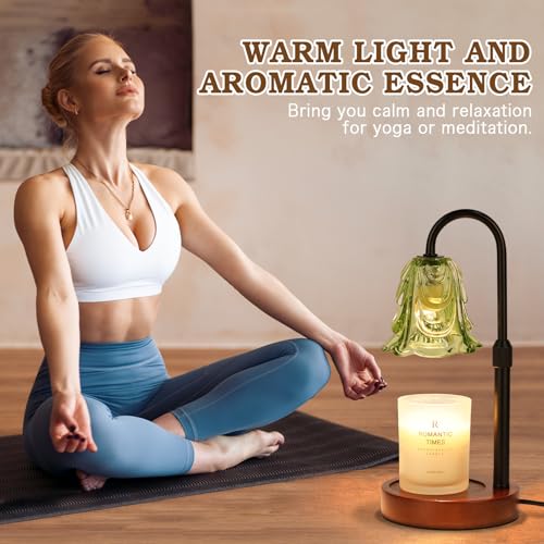 Small Candle Warmer Lamp with Timer, Adjustable Green Lamp Warmer for Jar Candles, Unique Women Gifts for Birthday, Dimmab...