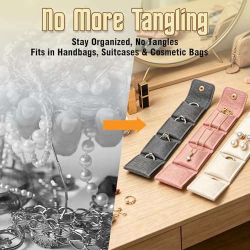 6pcs Mini Travel Jewelry Pouch Set, Foldable Jewelry Organizer with Snap Closure, Multi-Pocket Jewelry Storage Bag, Compac...