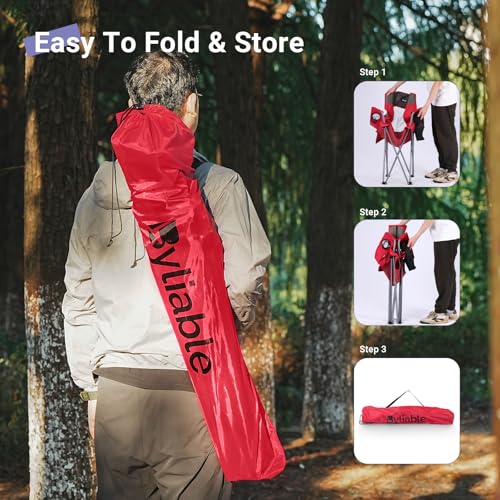 Byliable Camping Chairs Lawn Portable Foldable Camp Folding Lightweight Chair for Adults with Drink Holder and Cooler Pouc...