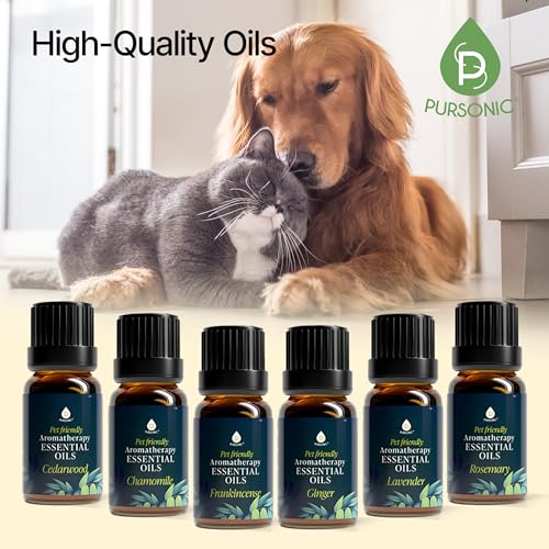 PURSONIC Pet Friendly Aromatherapy Essential Oils Collection, 6-Count - Safe for Dogs and Cats, Natural Relaxation and Str...