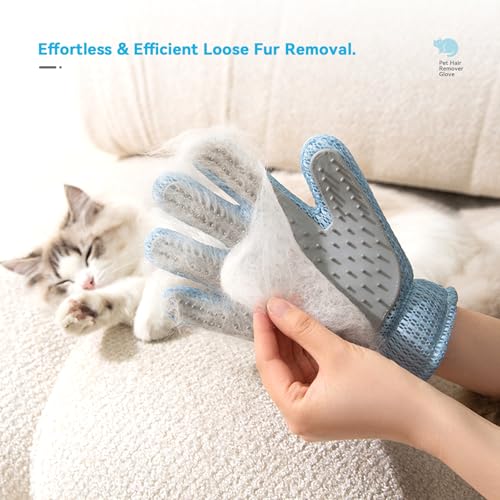 Guilinyuheng Pet Hair Remover Glove for Dogs & Cats, Upgraded Reusable 5-Finger, Gentle Deshedding Grooming Brush, Pet Hai...
