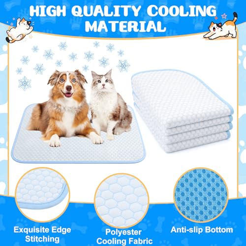 Chunful 4 Pack Pet Cooling Mat 18 x 14 Inches Cooling Pads for Cats Summer Ice Silk Self-Cooling Pet Mat Portable Washable...