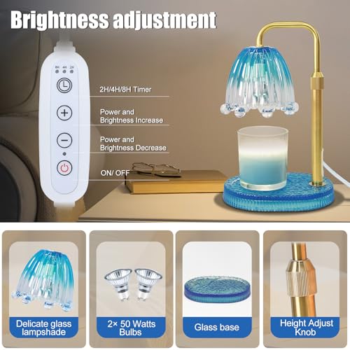 Maromamix Candle Warmer Lamp with Timer - Electric Wax Melt Warmer with Adjustable Height and Dimmer for Scented Candle Wa...