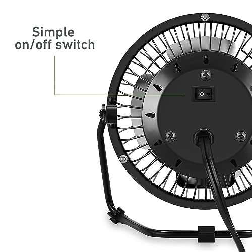HOLMES 4" Mini High-Velocity Personal Desk Fan, 4 Blades, Adjustable 360° Head Tilt, Durable Metal Construction, Single Sp...