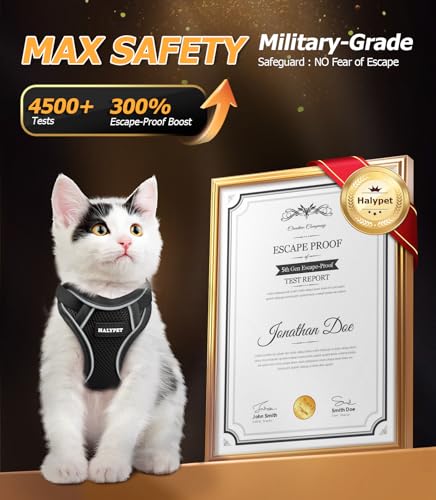 Halypet Cat Harness and Leash Set [MAX Safety 4th-Gen Upgrade] Escape Proof Adjustable Cat Leash Comfortable Soft Vest Eas...