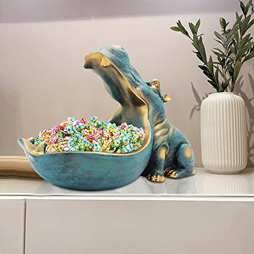 aboxoo Hippo Statue,Large Hippopotamus Figurine Home Sculpture with Resin, Hippo Candy Jar, Candy Dish Bowl for Office Des...