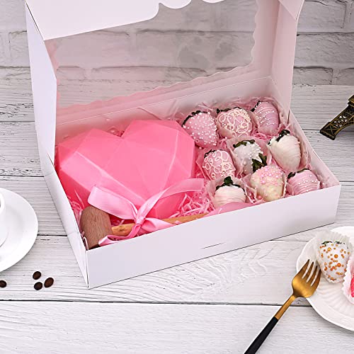 Tcoivs 30-Pack Bakery Boxes with Window, 12" x 8" x 2.5", Cookie Boxes, Auto-Popup Treat Boxes for Pies, Muffins, Donuts a...