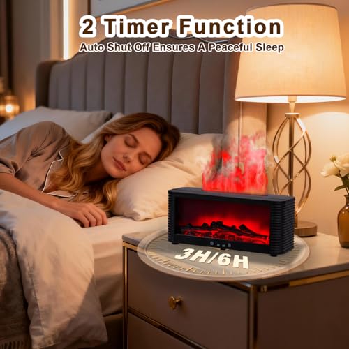 Fireplace Aroma Diffuser with 9-Color Realistic Flame Effect,Essential Oil Diffuser for Home,Cozy Flame Aroma Humidifier,2...