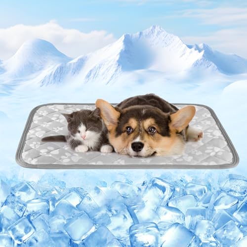 Rywell Cooling Mat for Dogs New Grey Edition, 24''x 18''Endothermic Color Changing Arc-Chill Cooling Fiber,Washable Non-To...