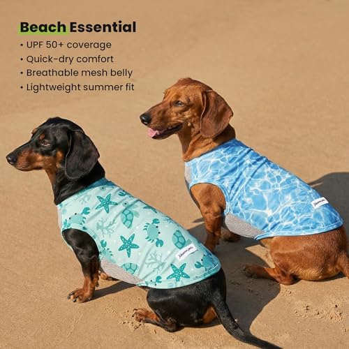 Fitwarm 2 Pack Marine UPF 50+ UV Sun Protection Dog Shirt, Lightweight Cooling Vest, Quick Dry Summer Clothes for Small Do...