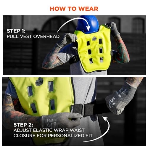 Ergodyne Chill-Its 6684 Evaporative Cooling Vest, Drip Free Cooling, Adjustable Personalized Fit, Easy Activation