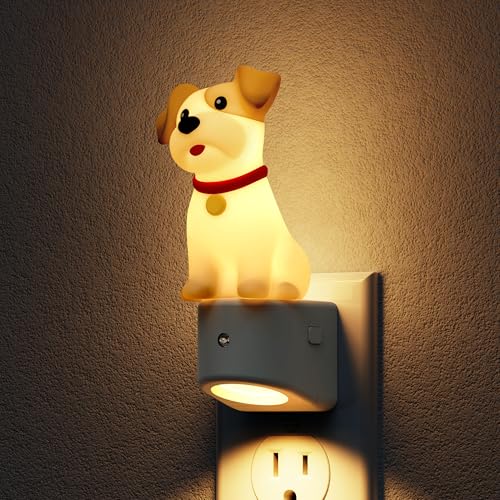 L LOHAS LED Night Light for Kids,3D Cute Puppy Night Lights,Schnauzer with Dusk to Dawn Sensor, RGB+Soft White 3000K,Dog N...