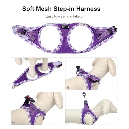 Mercano Soft Mesh Dog Harness and Leash Set, No-Chock Step-in Reflective Breathable Lightweight Easy Walk Vest Harnesses w...