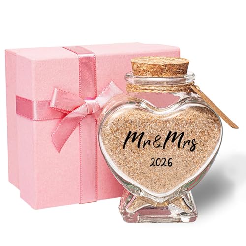 TUNGURIS Mr&Mrs 2026 Sand Keepsake Jar, Bridal Shower, Wedding, Engagement, Honeymoon, Travel Gift for Couples, Newlywed, ...