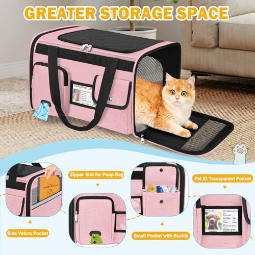 HUANLANG Soft-Sided Cat Carrier Airline Approved,Dog Carriers for Small Dogs Medium Cats,Pet Travel Carrier Up to 20 Lbs,C...