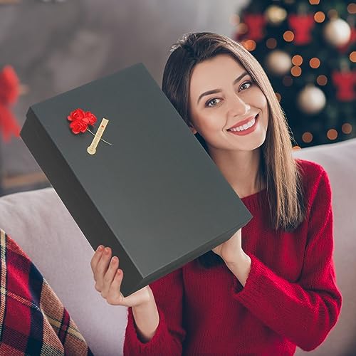 Giftilious Black Gift Boxes, a Set of 5 Gift Boxes with Lids for Presents, Pre-Wrapped Boxes for Gifts, Sturdy Present Box...