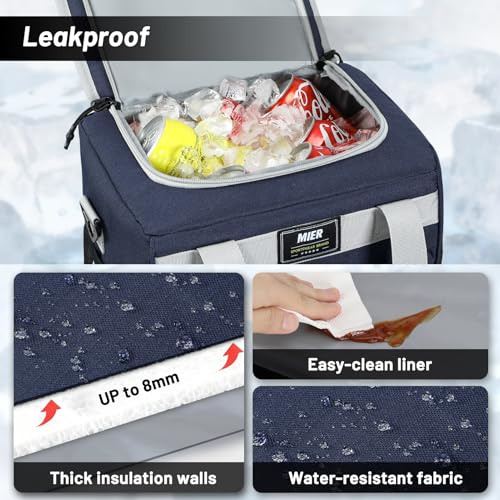 MIER Large Lunch Box for Men Women Adult Insulated Soft Sided Cooler 24 Can Leakproof Lunch Bag Collapsible for Work Trave...