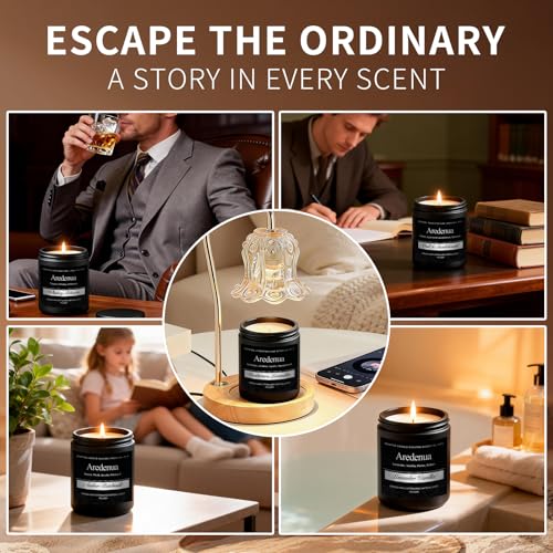 Mens Candle Set – Manly Candles for Men, 4 Pack Soy Candles for Home Scented, Masculine Candle Gift Set - Includes Sandalw...