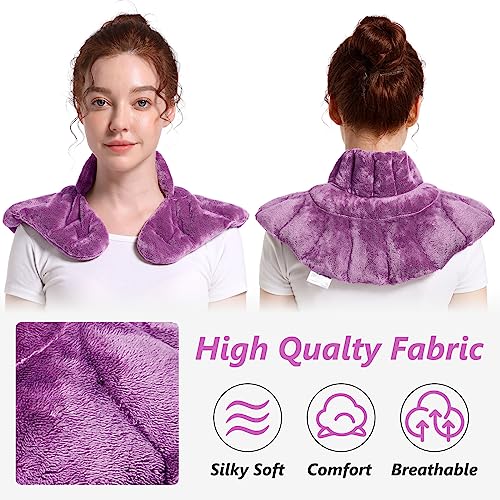 RelaxCoo Microwavable Heating Pad for Neck, Shoulders, and Back - Weighted Neck Warmer with Moist Heat, Purple, Lavender S...