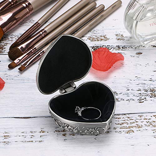 Hipiwe Vintage Heart Shape Jewelry Box - Small Antique Ring/Earrings/Necklace Storage Organizer Case, Metal Treasure Chest...