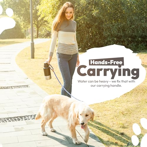 WRTZ Portable Dog Water Bottle with 2 Removable Water Bowls for Dogs – Leak-Proof Insulated Stainless Steel Dog Water Bott...