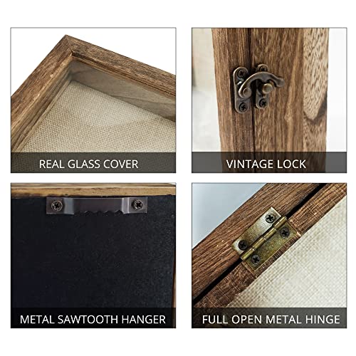 GraduatePro Shadow Box Frame 11x14 Display Case with Linen Back, Real Glass Window Door with Hinge, Picture Frame Wedding ...