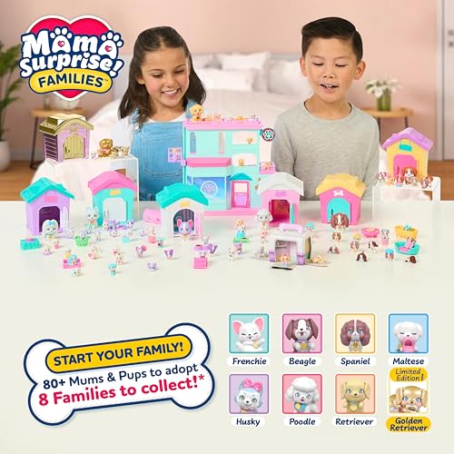 Little Live Pets Puppy House Playset, Mama Surprise Families Little Live Pets Puppy Party Pack, 15 Mini Collectible Puppie...