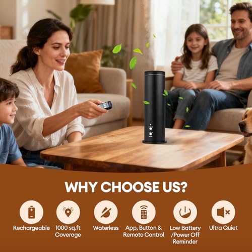 Waterless Scent Diffuser Starter Kit: 100ml Cordless Rechargeable APP Smart Remote Control - Aroma Aromatherapy Diffuser S...