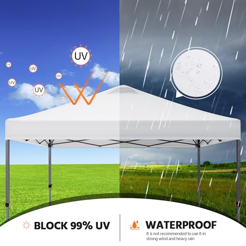 Yaheetech 10x10 Pop up Canopy Tent, Commercial 150D Silver Coated Fabric Outdoor Instant Tent w/Wheeled Bag, 4 Sandbags, 8...