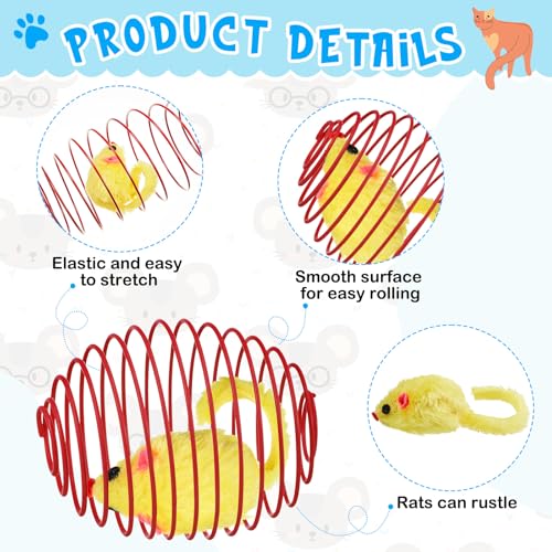 Jecery 5 Pcs Cat Spring Balls Toys Stretchable Rolling Balls Colorful Playful Coils Interactive Action Toy Caged Rats for ...