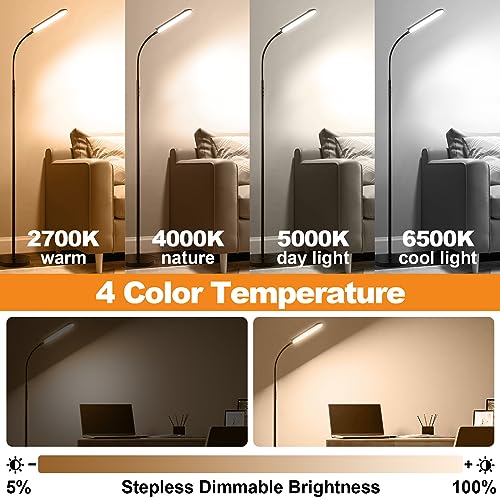 marctronic Floor Lamp, 18W 1800LM Super Bright LED Floor Lamp with Remote & Works with Smart Plug, Dimmable Timing Eye Car...