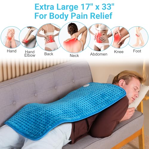 Boileau Electric Heating Pad for Back Pain and Period Cramps Relief, 17"x33" Extra Large XXXL, 3 Heating Levels Heat Pad w...