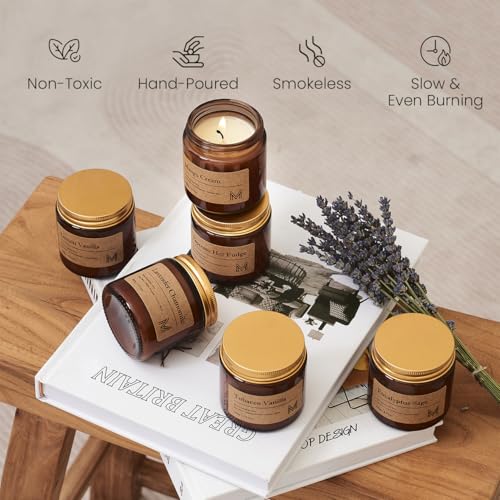 M&SENSE 6 Pack Christmas Candle Gift Set, Aromatherapy Candle Gift for Men and Women, Soy Wax Candles Home Scented, Long L...