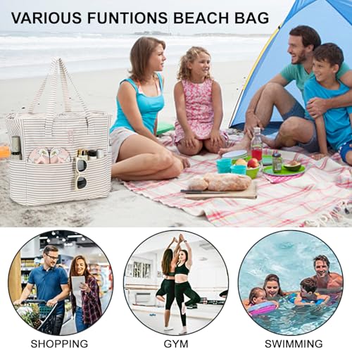 Bluboon Beach Bags for Women, Large Waterproof Tote Bag With Wet Compartment for Pool Weekender Travel Gym